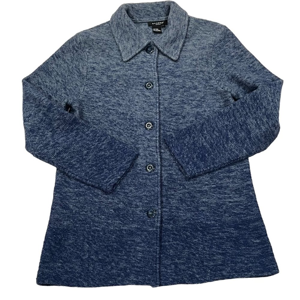 Sandro Women's Wool Ombré Jacket, Buttons, Denim Blue, S